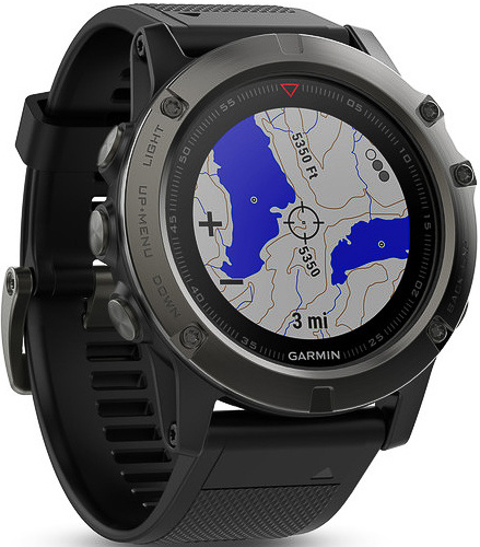 Часы Часы Garmin Fenix 5X Sapphire серые с черным ремешком (010-01733-01) в Екатеринбурге в Екатеринбурге